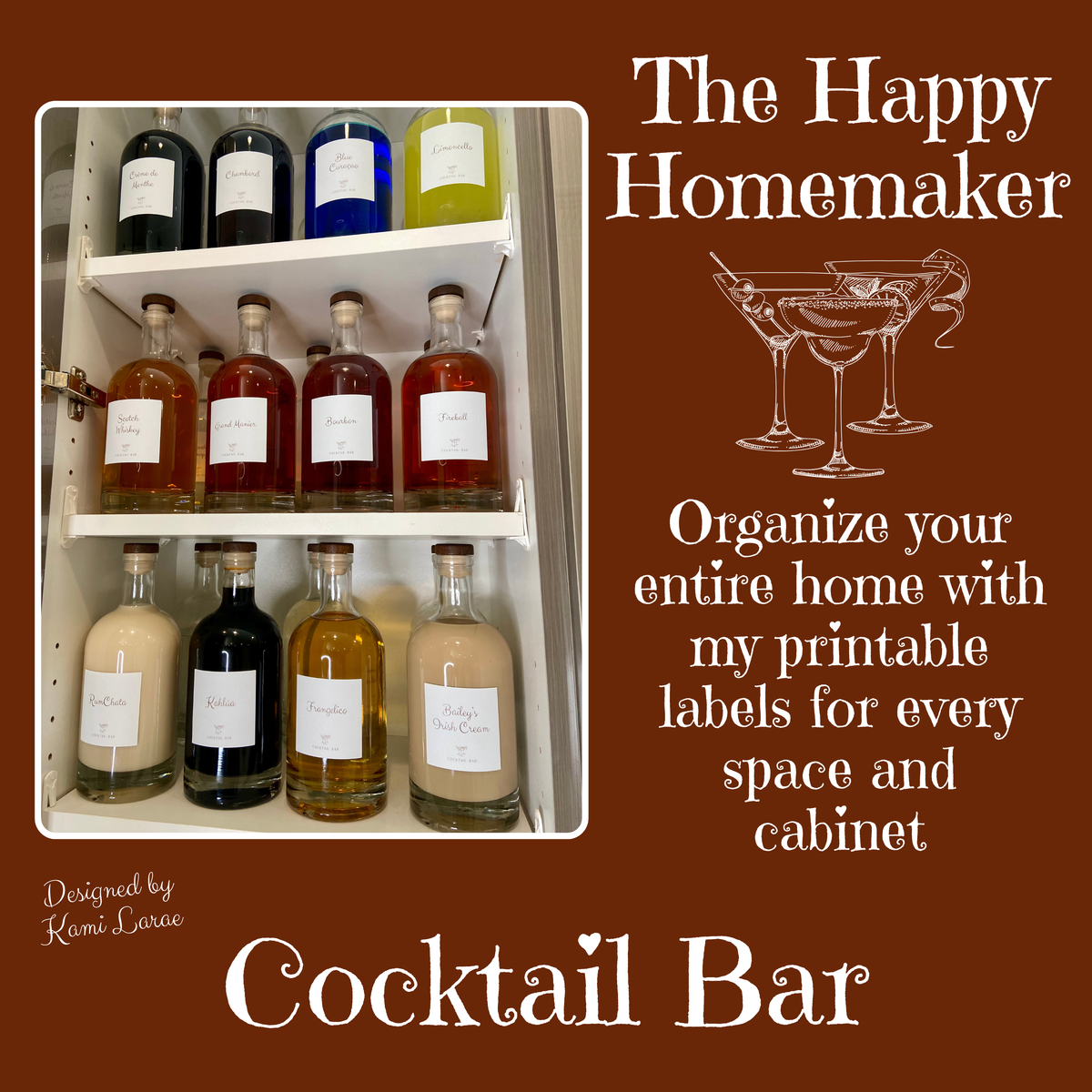 COCKTAIL BAR | Minimalist Home Organizing Labels | Customizable Storage Solutions