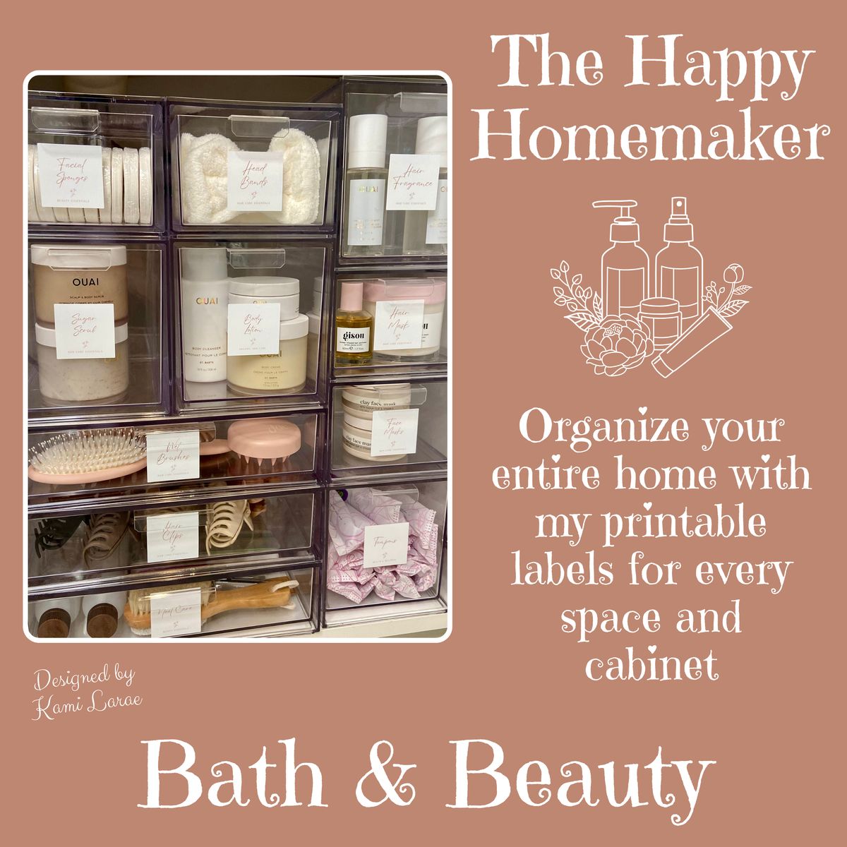 BATHROOM ESSENTIALS | Minimalist Home Organizing Labels | Customizable Storage Solutions