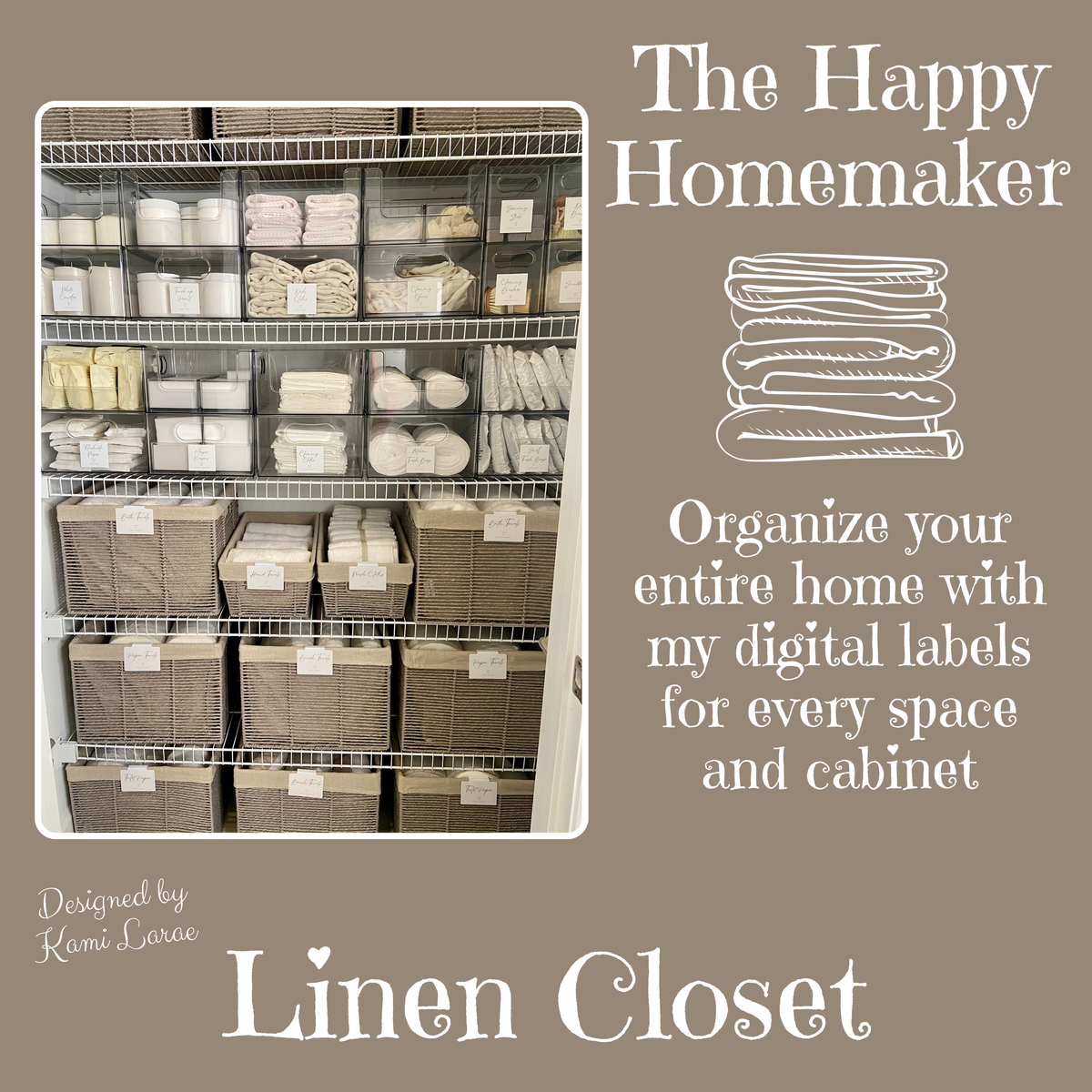 LINEN CLOSET | Minimalist Home Organizing Labels | Customizable Storage Solutions