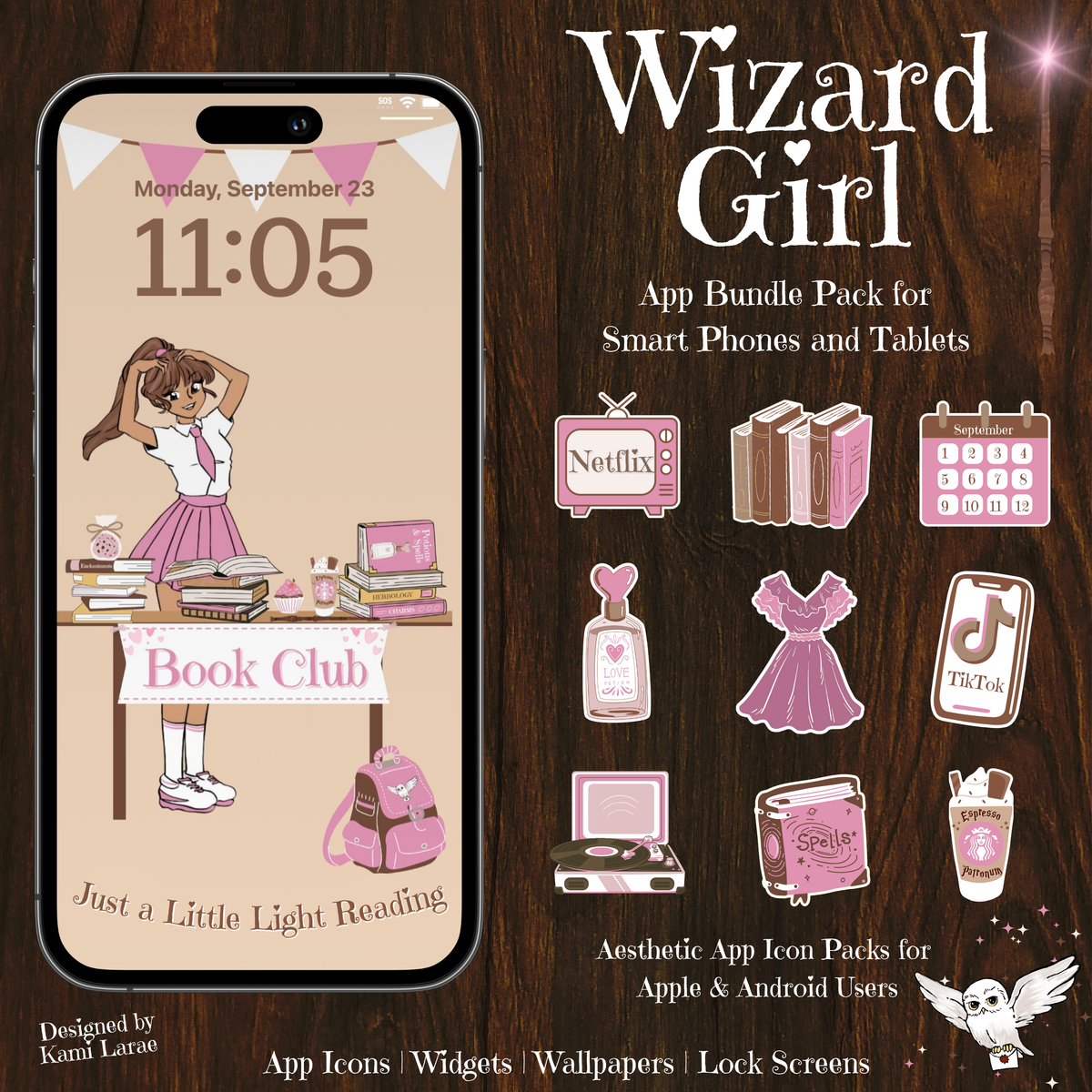 WIZARD GIRL App Icon Bundle Pack for Phones & Tablets | Customizable for iOS & Android Devices