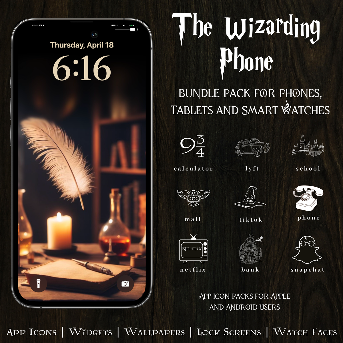 THE WIZARDING PHONE App Icon Bundle Pack for Phones, Watches & Tablets | Customizable for iOS & Android Devices