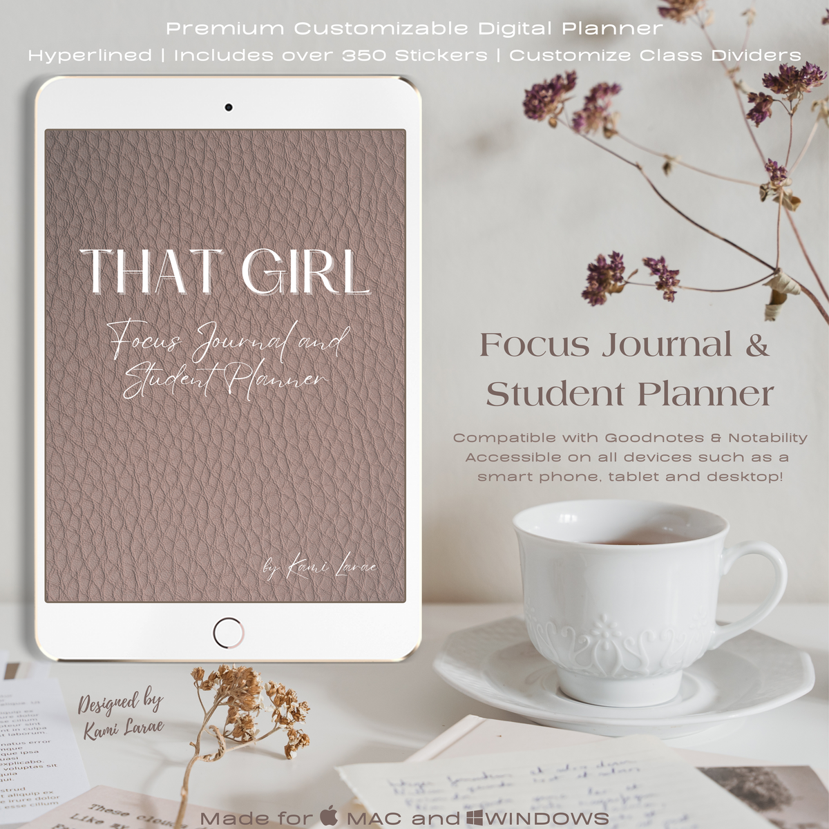 THAT GIRL Student Planner | Digital Planner | GoodNotes | Self Care | Fitness | Nutrition | Daily Planner | Finance | iPad Planner