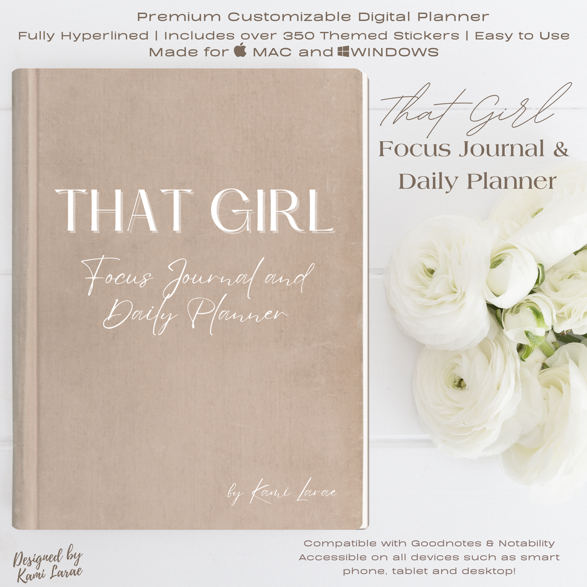 THAT GIRL Planner | Digital Planner | GoodNotes | Self Care | Fitness | Nutrition | Daily Planner | Financial Planner| iPad Planner